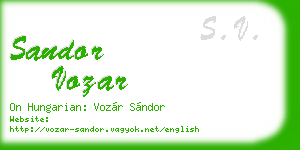 sandor vozar business card